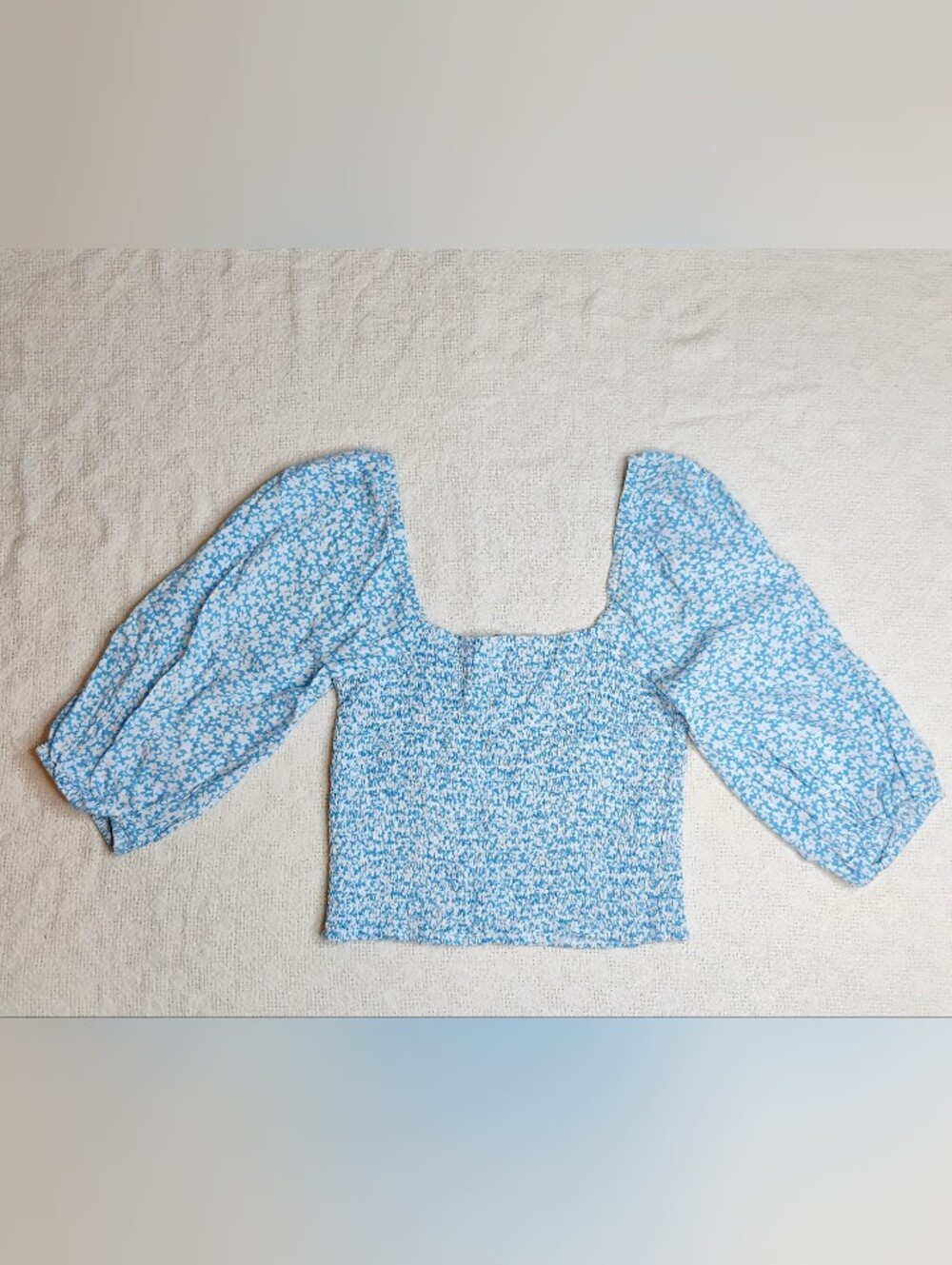 Audrey 3+1 blue/white floral top - Picture 2 of 4